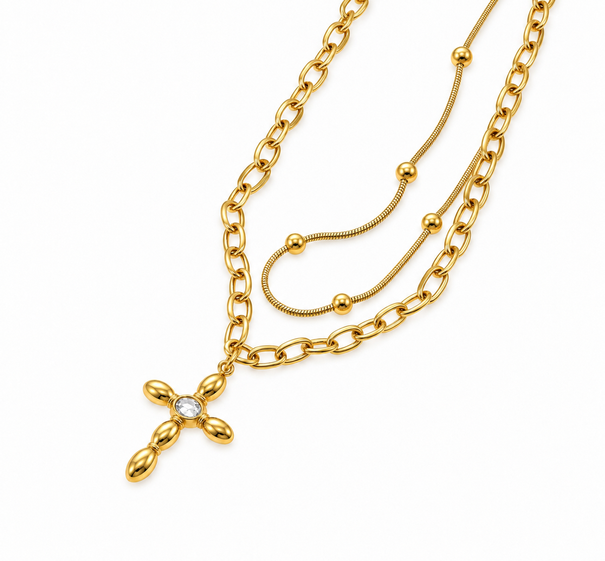 Eden Layered Cross Necklace